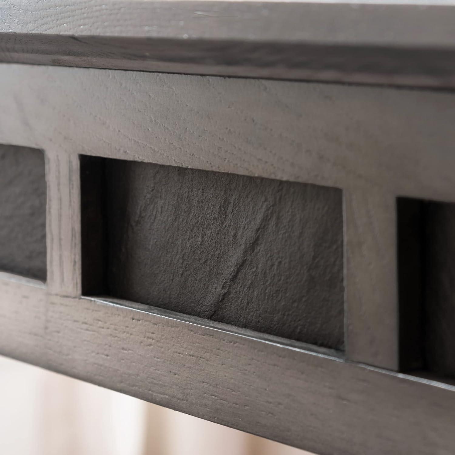 image:imageLeick Home 89400 Rustic Oak and Slate Laptop Desk with Drop Front Keyboard Drawer Distressed Rustic AutumnSmoke Gray