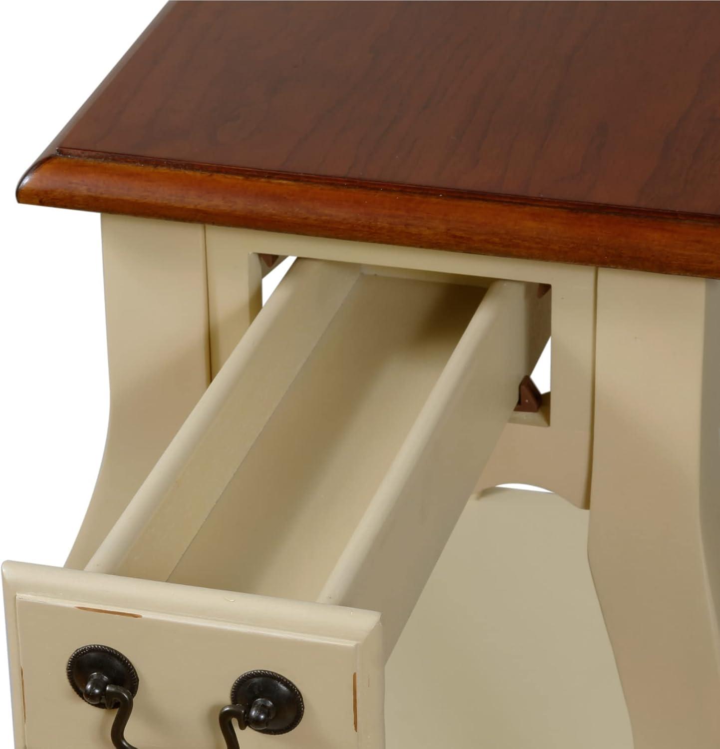 image:imageLeick Home 9018IV French Cabriole Leg One Drawer Side Table with Shelf Ivory