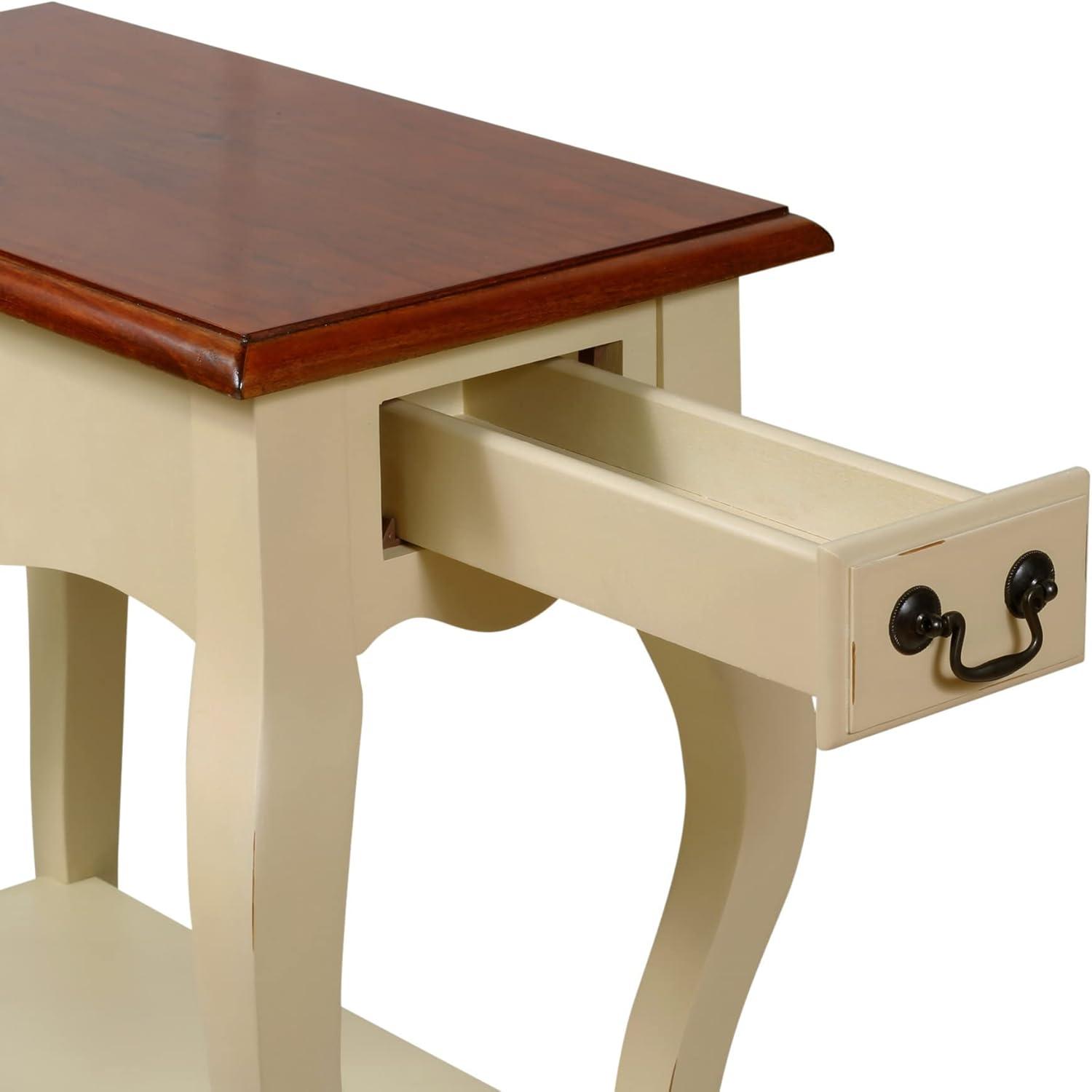 image:imageLeick Home 9018IV French Cabriole Leg One Drawer Side Table with Shelf Ivory