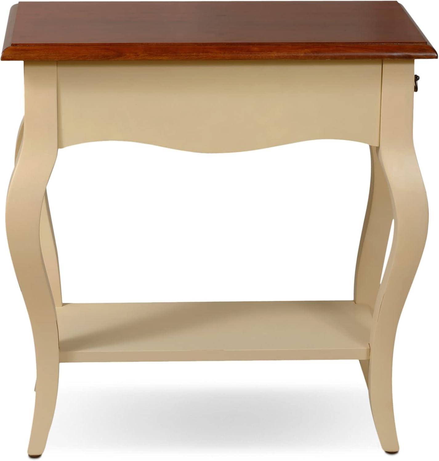 image:imageLeick Home 9018IV French Cabriole Leg One Drawer Side Table with Shelf Ivory