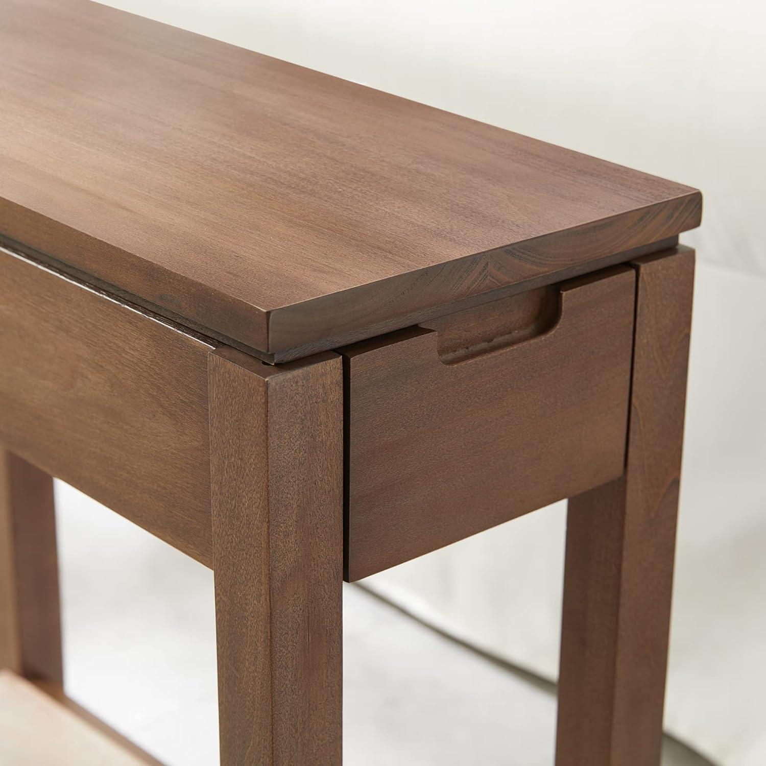 image:imageLeick Home 9080BLK Cade Wood Side Table with USBC Fast Charging Station ACUSB Charger and Drawer BlackAged Barrel