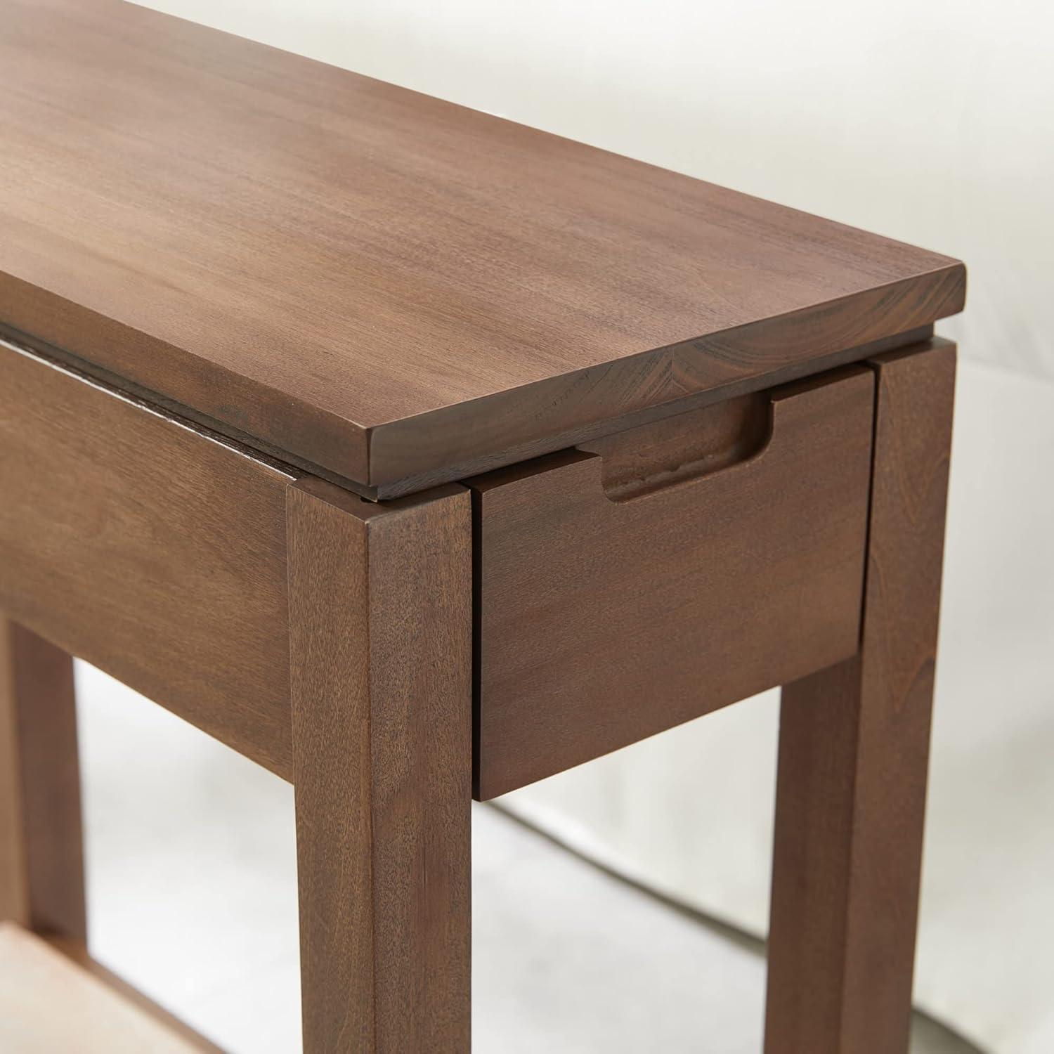 image:imageLeick Home 9080BLK Cade Wood Side Table with USBC Fast Charging Station ACUSB Charger and Drawer BlackAged Barrel
