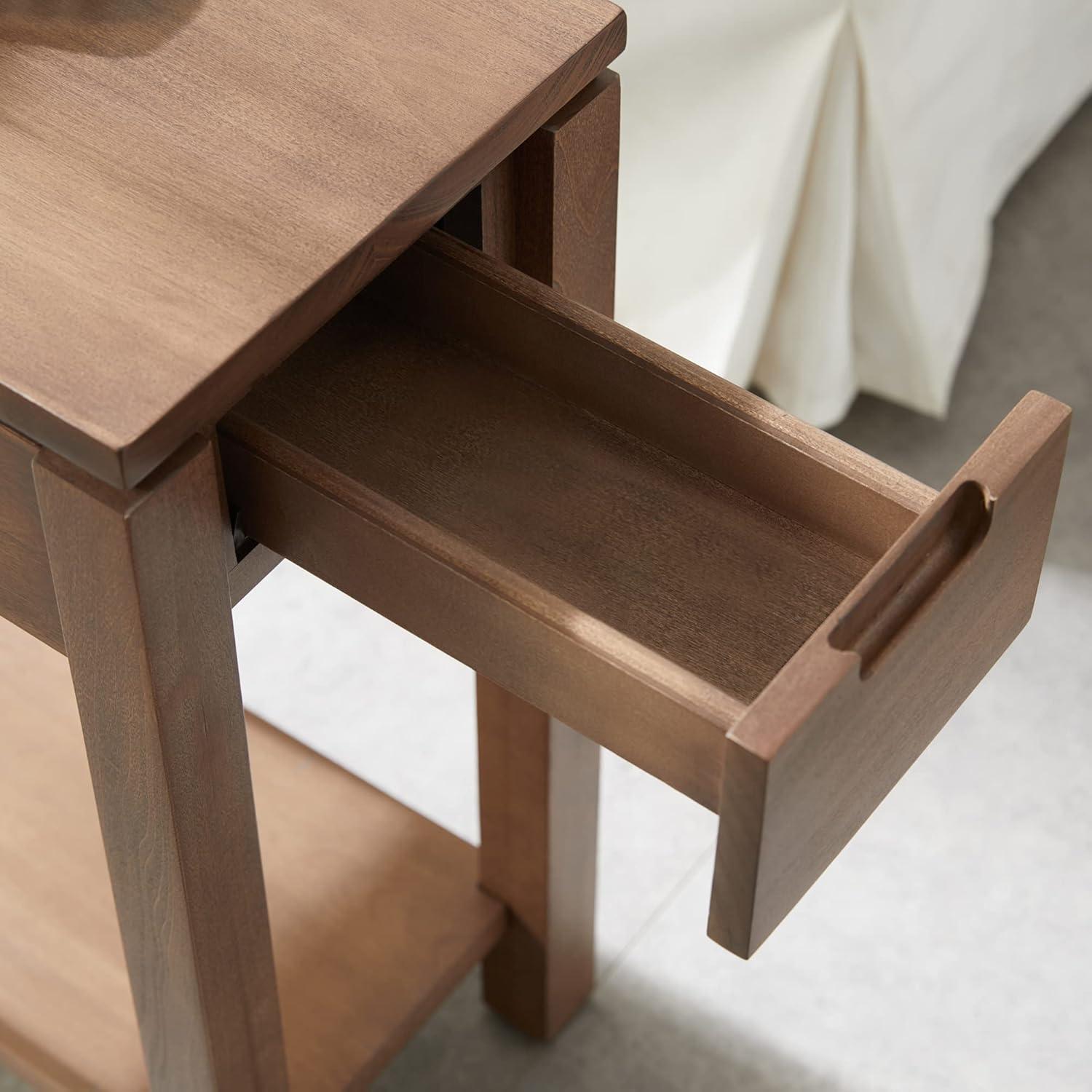 image:imageLeick Home 9080BLK Cade Wood Side Table with USBC Fast Charging Station ACUSB Charger and Drawer BlackAged Barrel