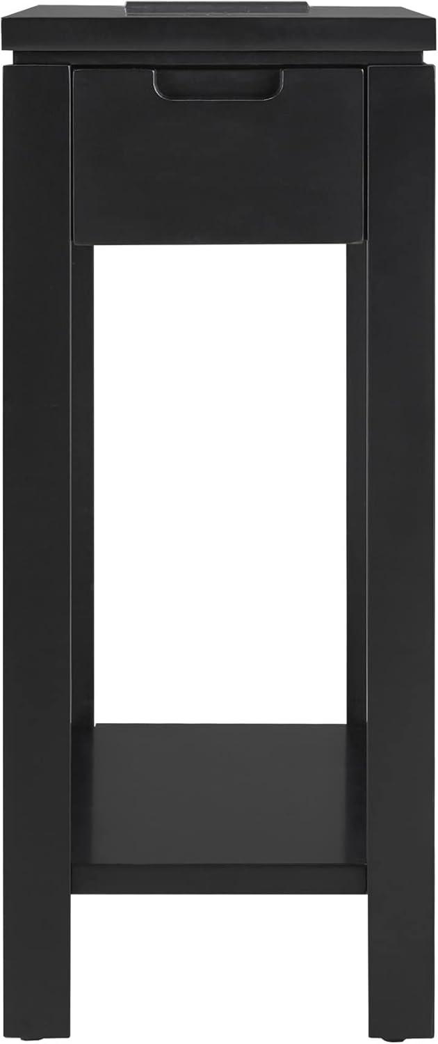 image:imageLeick Home 9080BLK Cade Wood Side Table with USBC Fast Charging Station ACUSB Charger and Drawer BlackBlack