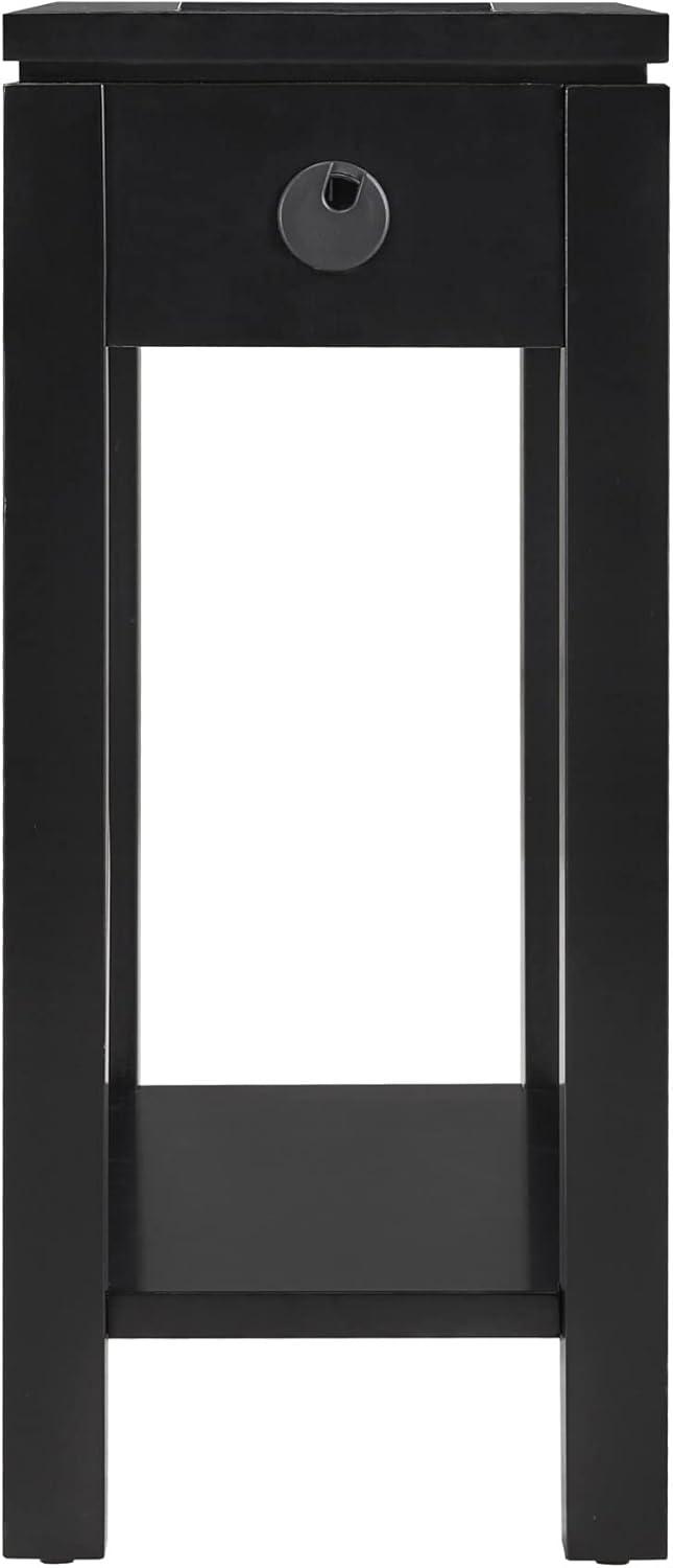 image:imageLeick Home 9080BLK Cade Wood Side Table with USBC Fast Charging Station ACUSB Charger and Drawer BlackBlack