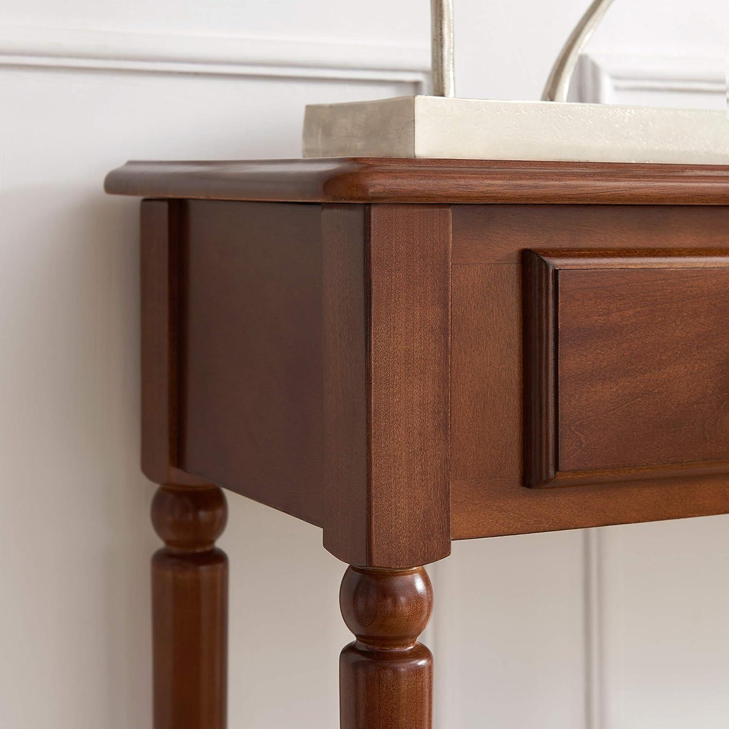 image:imageLeick Home Coastal Console Table Solid Wood 2 Storage Drawers Bottom Display Shelf Narrow Depth EasyAssembly For Living RoomHallway Orchid White 300 in W x 110 in D x 280 in H 2027WTPecan