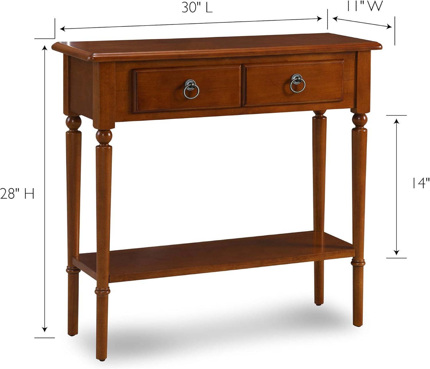 image:imageLeick Home Coastal Console Table Solid Wood 2 Storage Drawers Bottom Display Shelf Narrow Depth EasyAssembly For Living RoomHallway Orchid White 300 in W x 110 in D x 280 in H 2027WTPecan