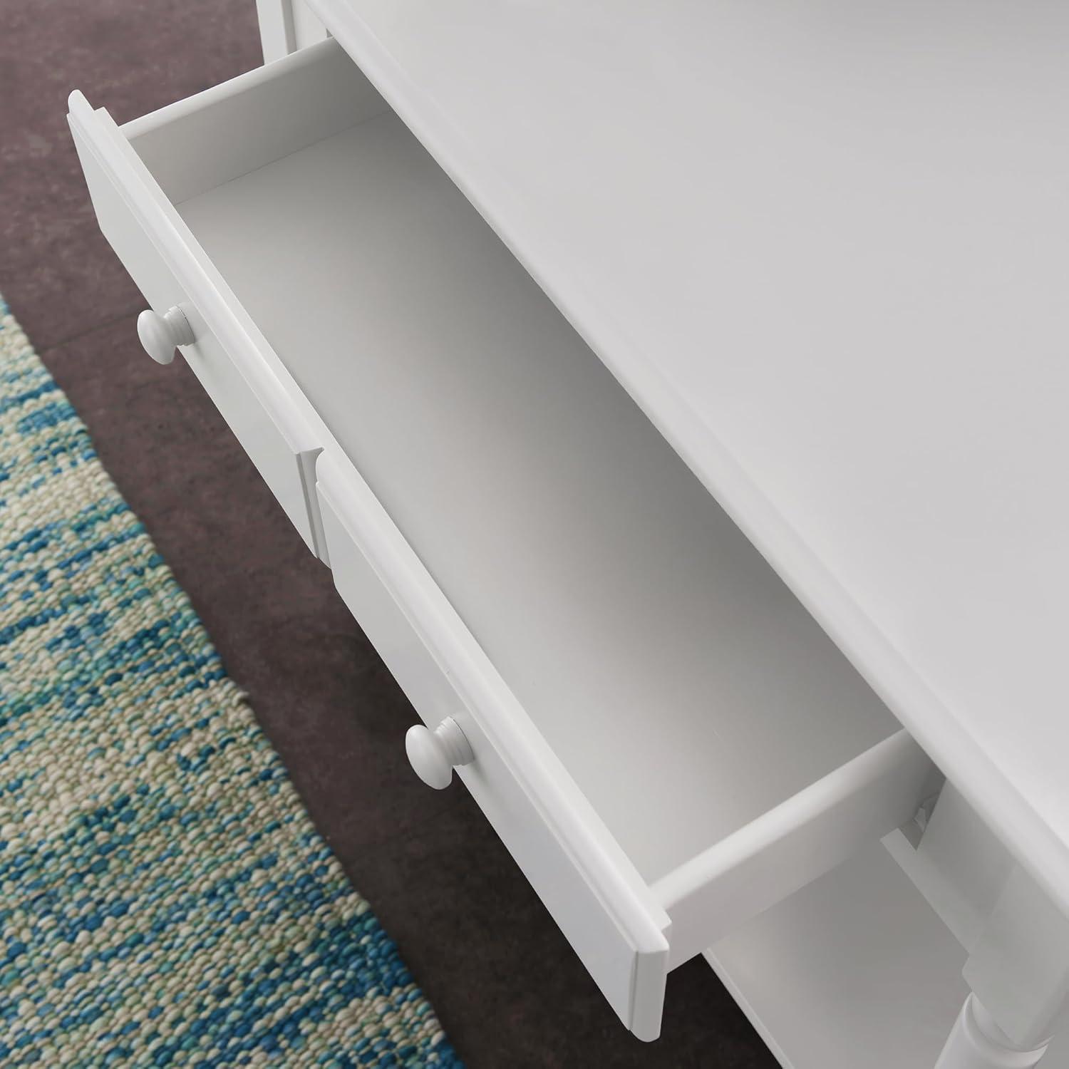 image:imageLeick Home Coastal Console Table Solid Wood 2 Storage Drawers Bottom Display Shelf Narrow Depth EasyAssembly For Living RoomHallway Orchid White 300 in W x 110 in D x 280 in H 2027WTOrchid White