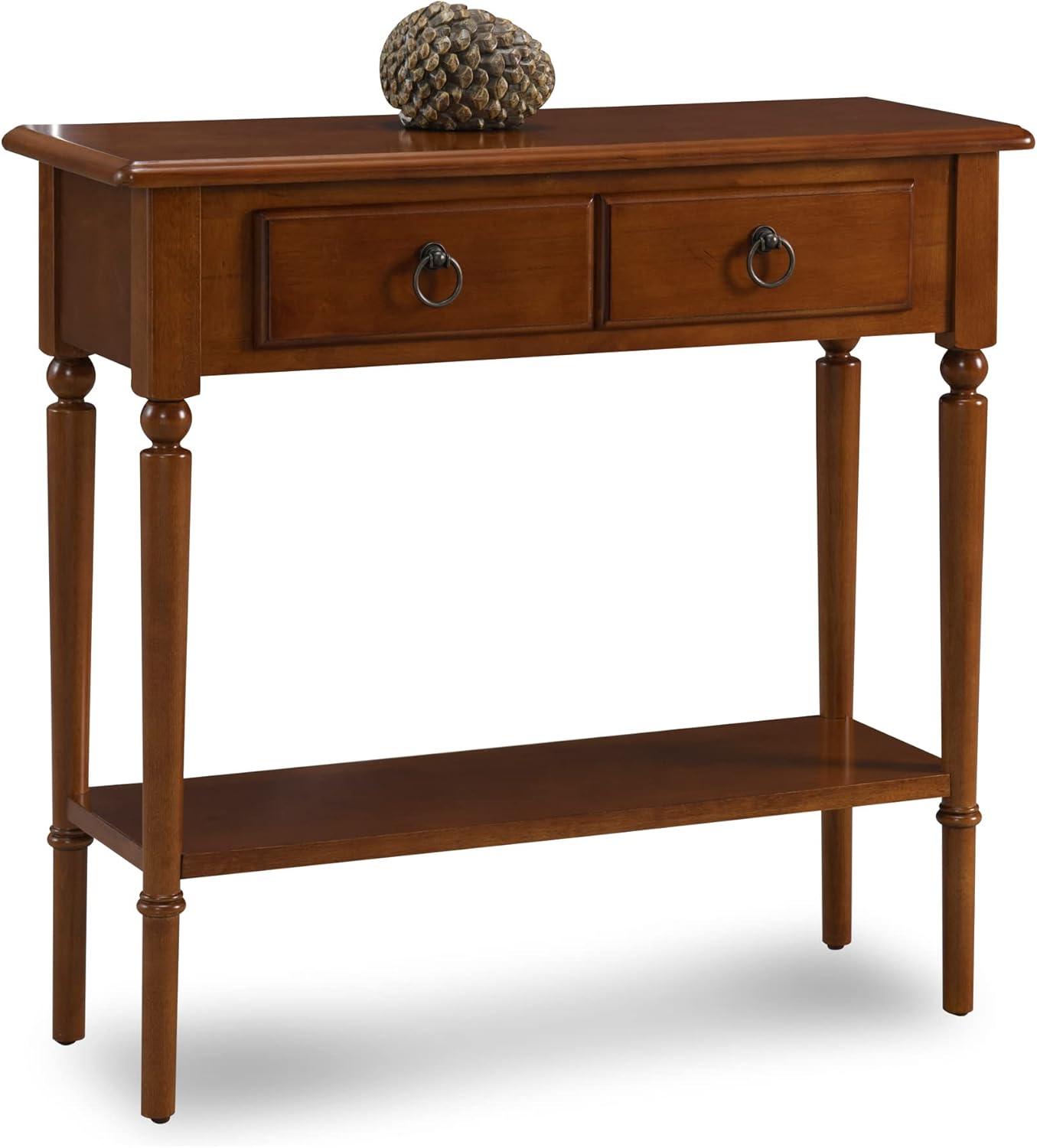 image:imageLeick Home Coastal Console Table Solid Wood 2 Storage Drawers Bottom Display Shelf Narrow Depth EasyAssembly For Living RoomHallway Orchid White 300 in W x 110 in D x 280 in H 2027WTPecan