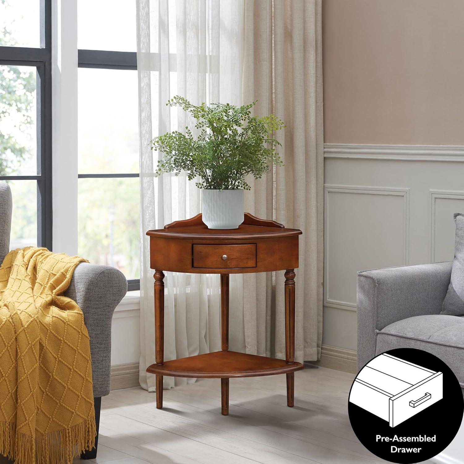 image:imageLeick Home Coastal Console Table Solid Wood 2 Storage Drawers Bottom Display Shelf Narrow Depth EasyAssembly For Living RoomHallway Orchid White 300 in W x 110 in D x 280 in H 2027WTPecan