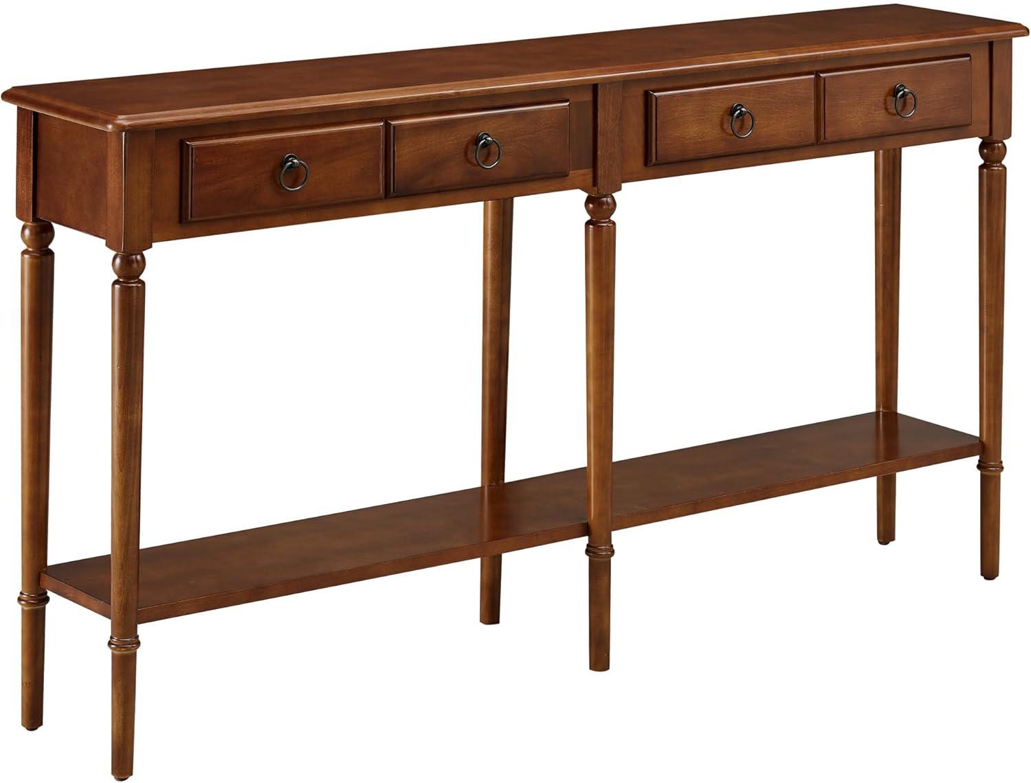 image:imageLeick Home Coastal Console Table Solid Wood 2 Storage Drawers Bottom Display Shelf Narrow Depth EasyAssembly For Living RoomHallway Orchid White 300 in W x 110 in D x 280 in H 2027WTPecan