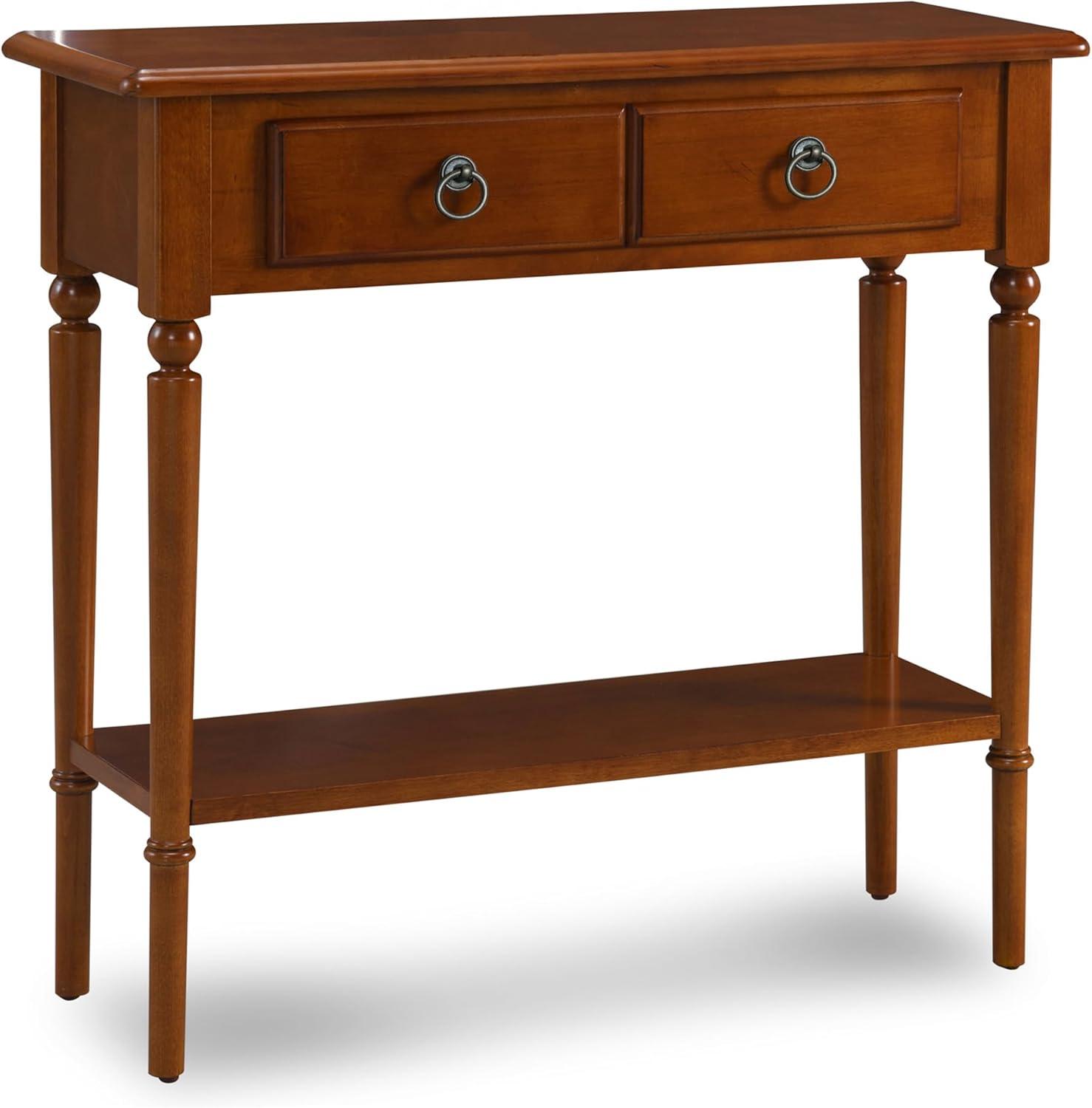 image:imageLeick Home Coastal Console Table Solid Wood 2 Storage Drawers Bottom Display Shelf Narrow Depth EasyAssembly For Living RoomHallway Orchid White 300 in W x 110 in D x 280 in H 2027WTPecan