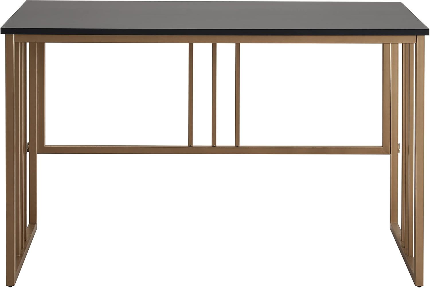 image:imageLeick Home Collapsible Slatted Mission Writing Computer Desk Space Saving for Bedroom Home Office Small Spaces Fully Assembled BlackGold 70001BLKGD