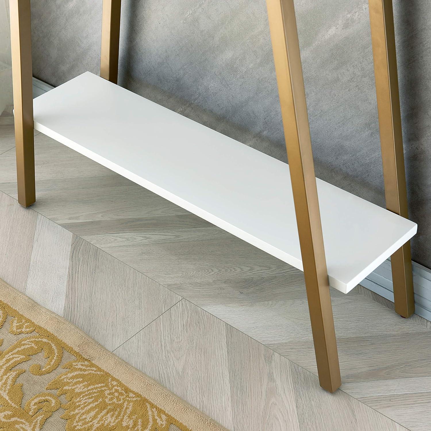image:imageLeick Home Empiria Console Table Wood with Metal Frame 2 Shelves for Entryways Hallways and Living Rooms White and Gold 11431WTWhite