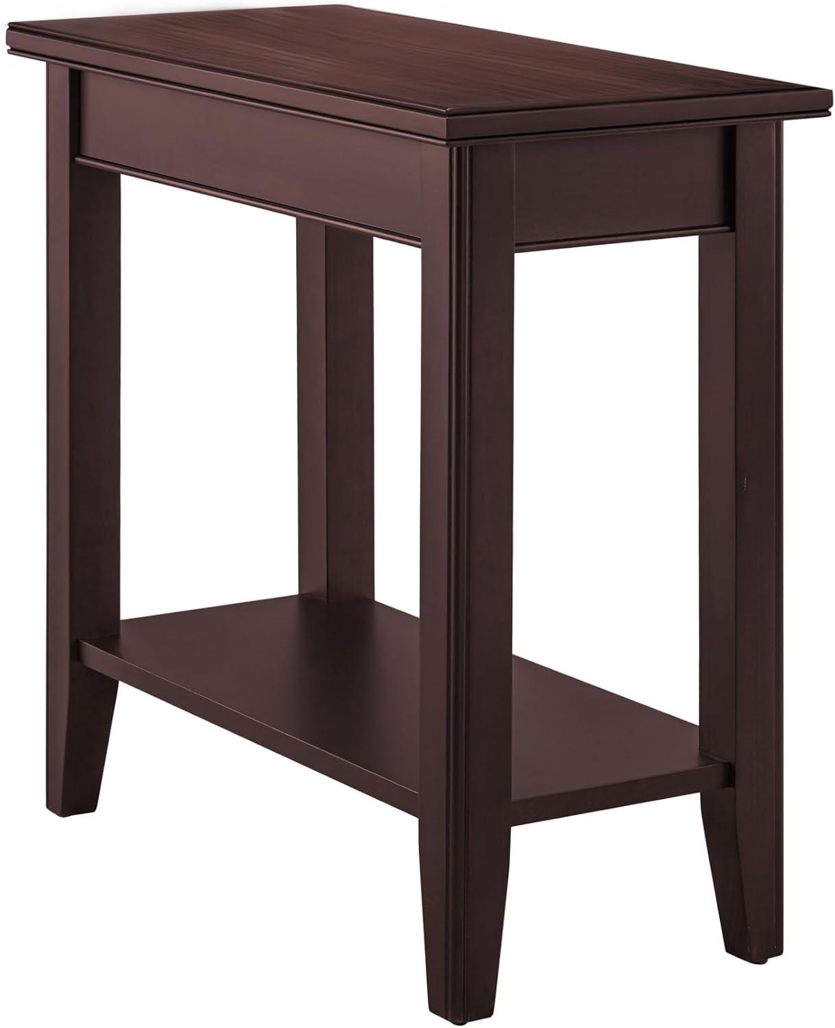 image:imageLeick Home Laurent End Table Solid Wood Bottom Display Shelf Narrow EasyAssembly for Living RoomBedroom Black 240 in L x 120 in W x 240 in H 10505BKChocolate Cherry