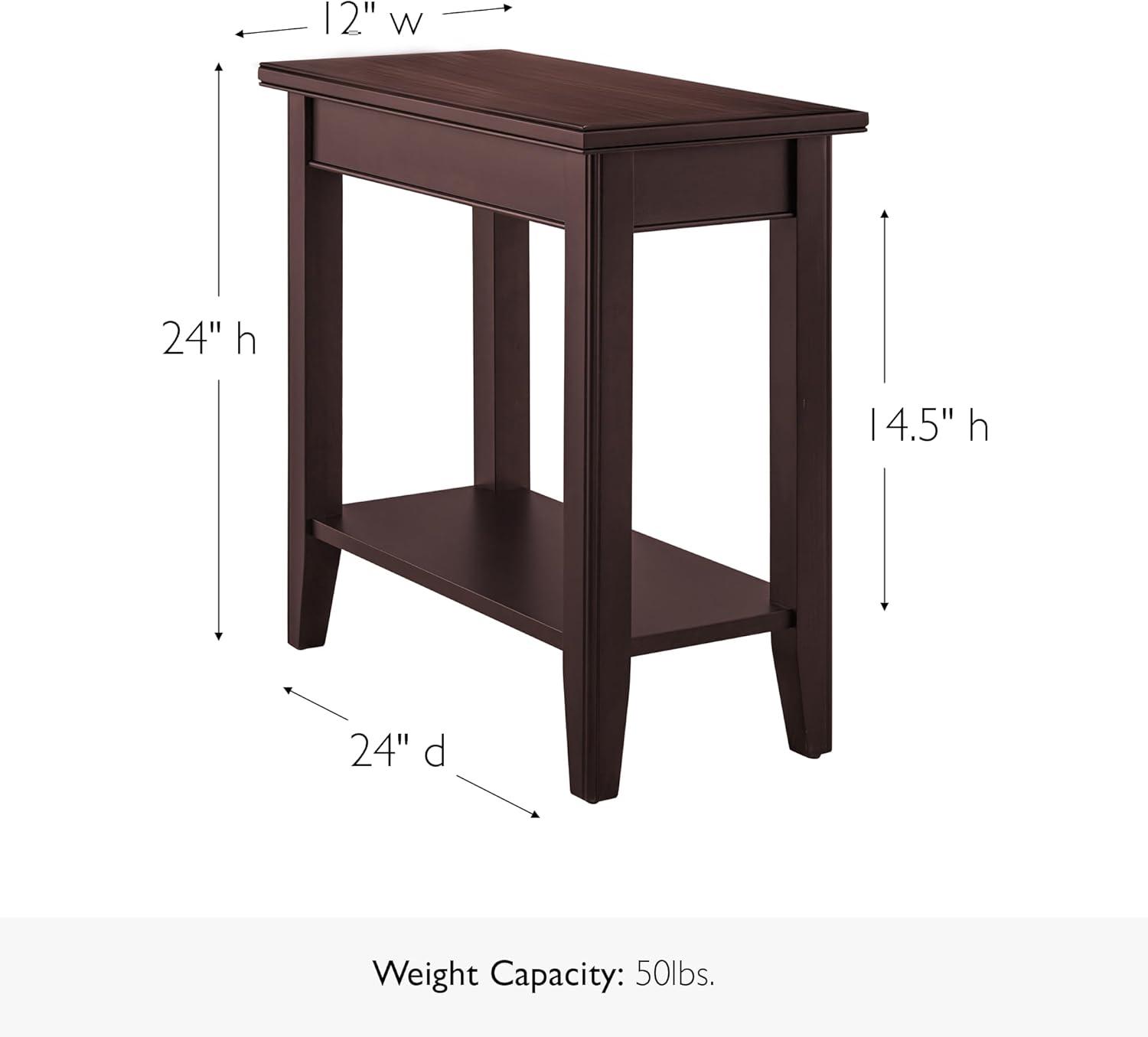 image:imageLeick Home Laurent End Table Solid Wood Bottom Display Shelf Narrow EasyAssembly for Living RoomBedroom Black 240 in L x 120 in W x 240 in H 10505BKChocolate Cherry