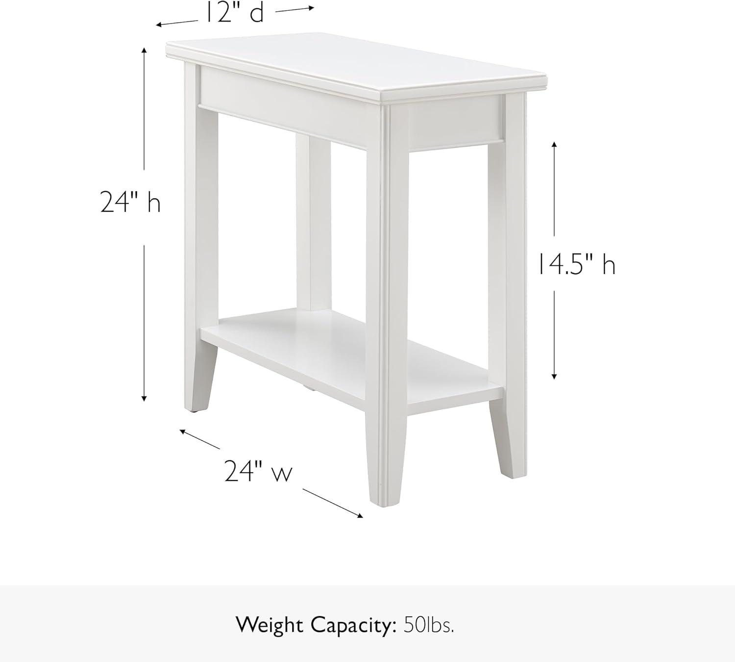 image:imageLeick Home Laurent End Table Solid Wood Bottom Display Shelf Narrow EasyAssembly for Living RoomBedroom Black 240 in L x 120 in W x 240 in H 10505BKWhite