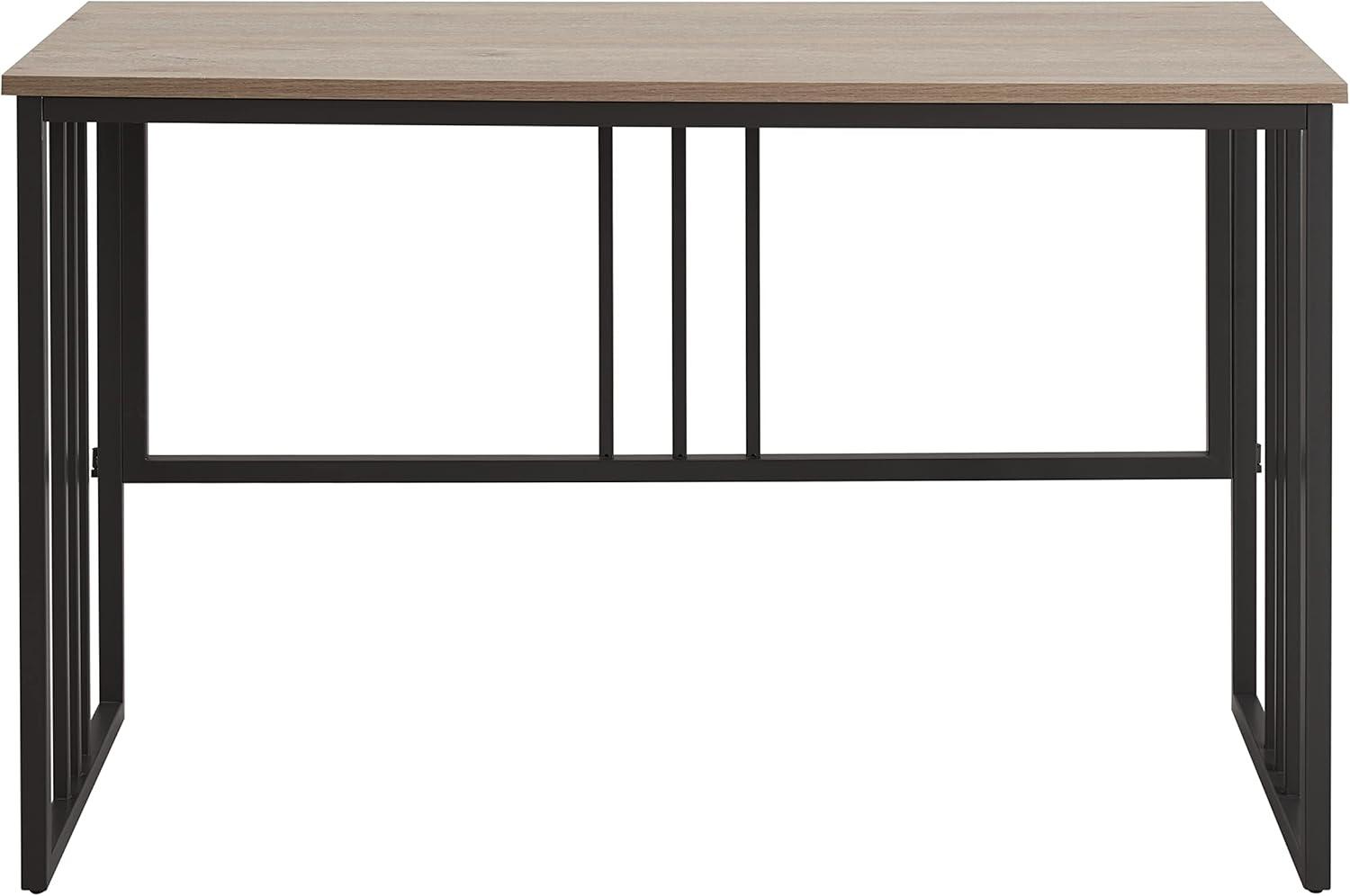 image:imageLeick Home Mission Office Desk Metal Frame with Wood Laminate Top Collapsible for Easy Storage for Home Office Apartments and Dorm Rooms White Oak and Gunmetal 70001WOGM