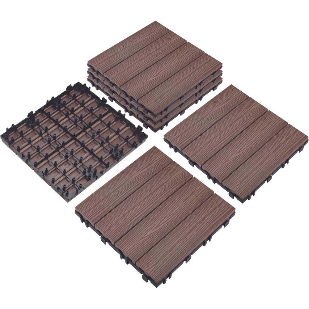 image:imageDesign House Straight Edge Trim for Square Deck Tiles Covers 6 Square Feet Ebony 4PackBrown