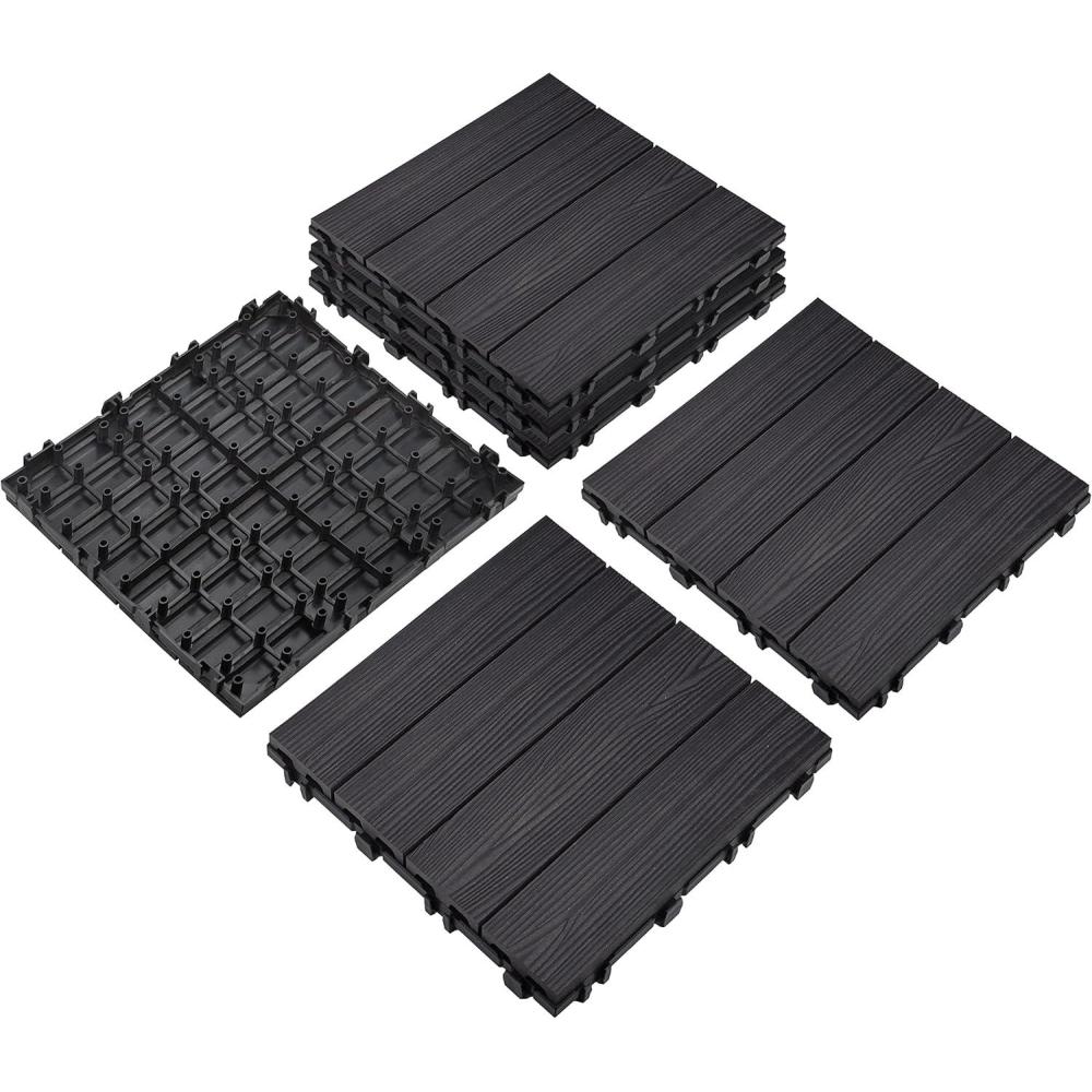 image:imageDesign House Straight Edge Trim for Square Deck Tiles Covers 6 Square Feet Ebony 4PackEbony