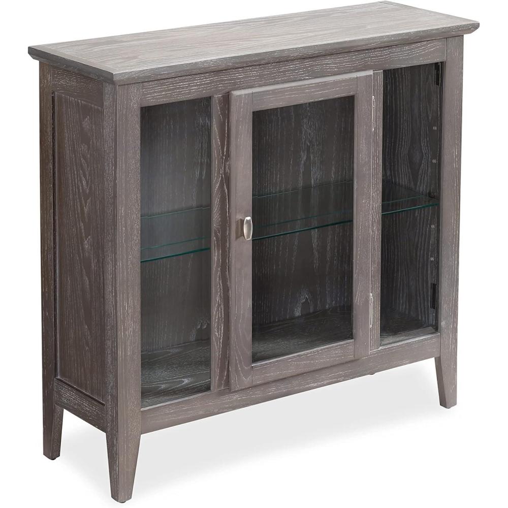 image:imageLeick Home 10000GR Entryway One Door Curio Cabinet with Interior Light Distressed Gray WashDistressed Gray Wash