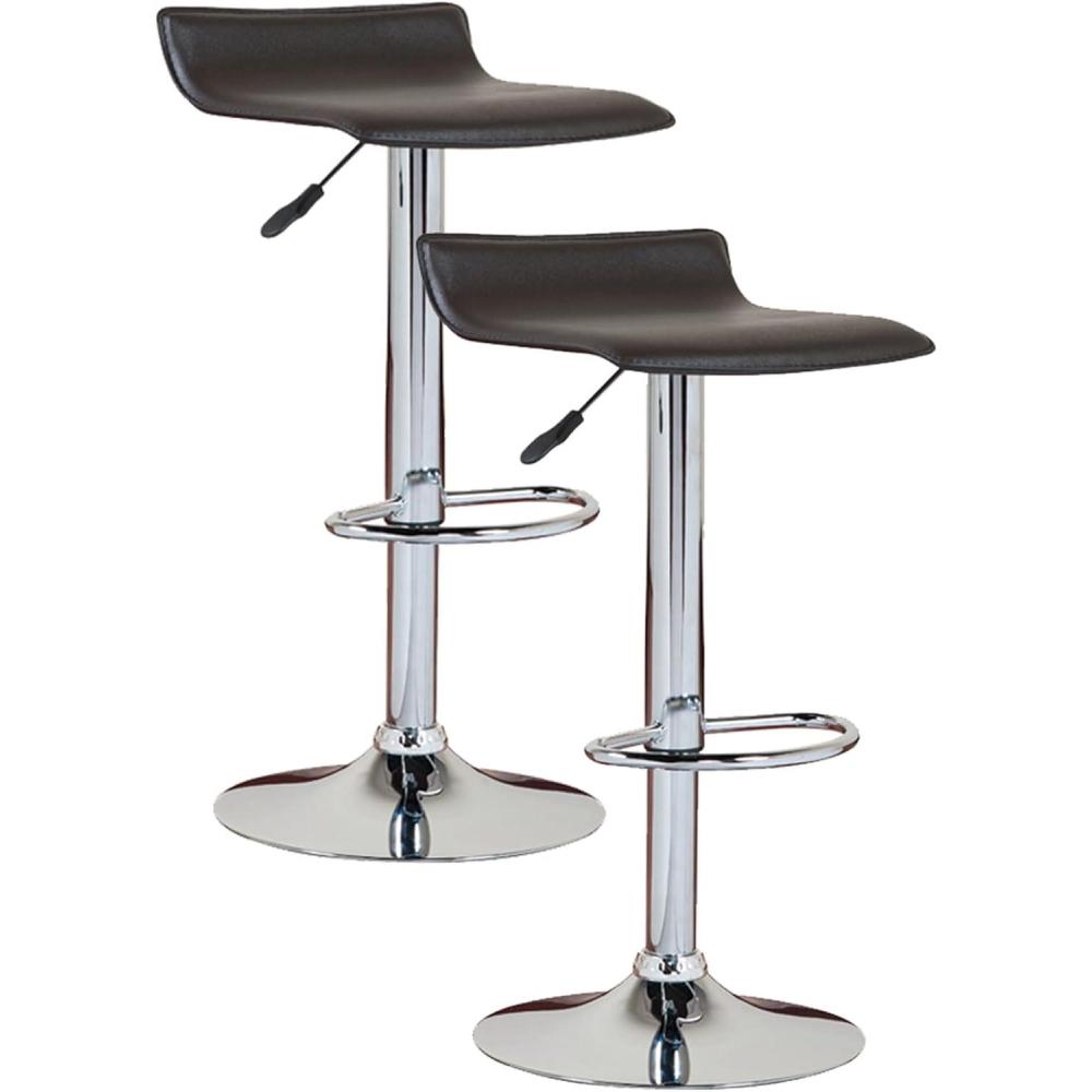 image:imageLeick Home 10042BL Black Adjustable Swivel Stool with Chrome Base Set of 2 Black