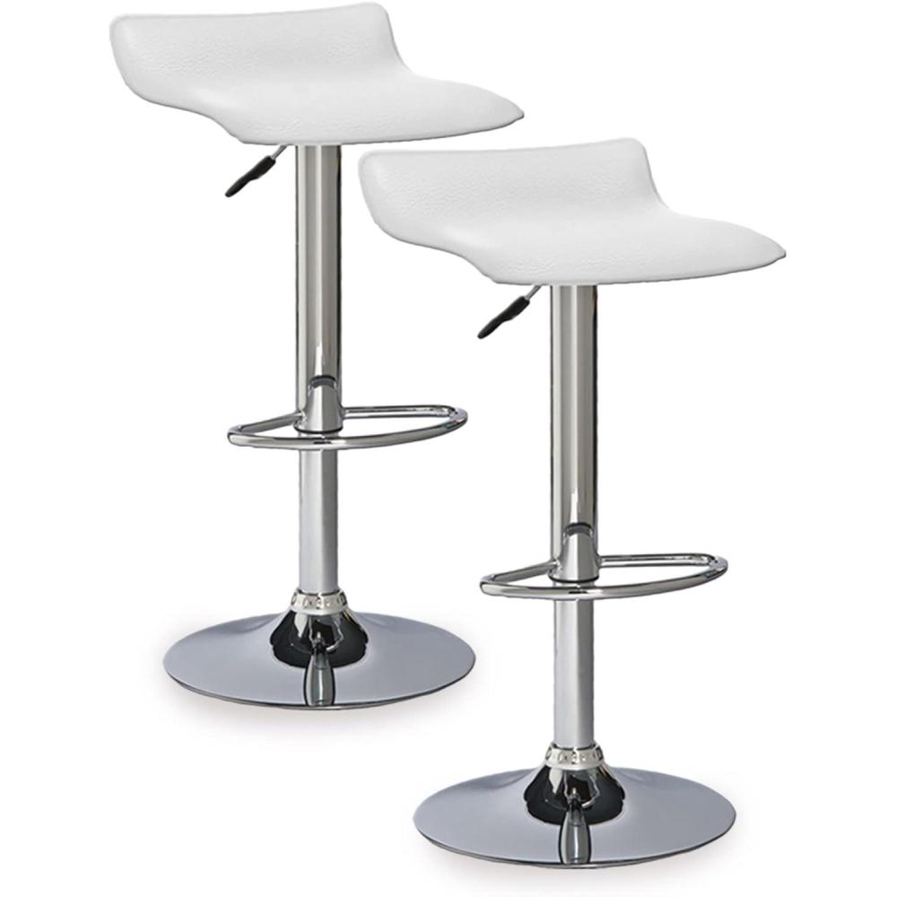 image:imageLeick Home 10042WH Adjustable Height Swivel Stool with Chrome Base Set of 2 White