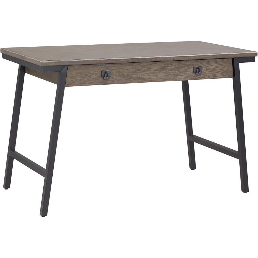 image:imageLeick Home 11400GR Empiria Mixed Metal and Wood Computer Desk GrayMatte BlackGrey