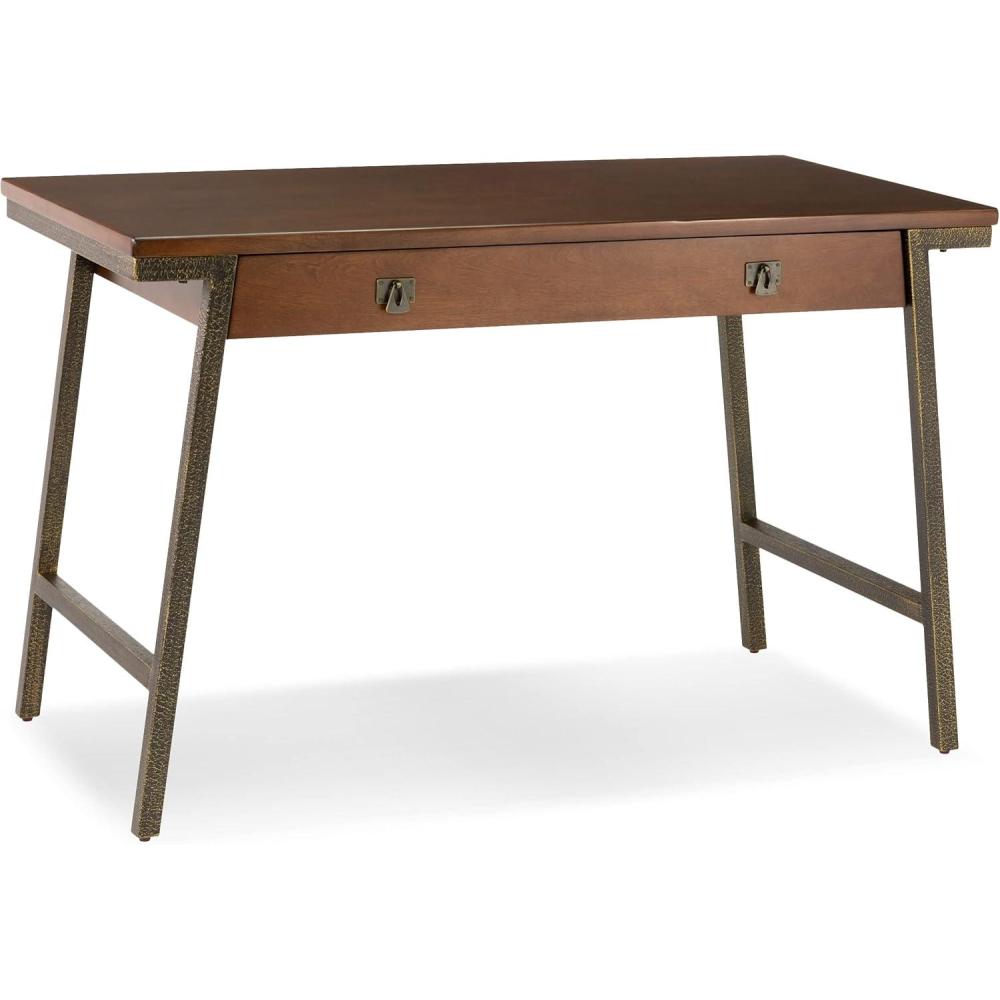 image:imageLeick Home 11400GR Empiria Mixed Metal and Wood Computer Desk GrayMatte BlackWalnut and Foundry Bronze