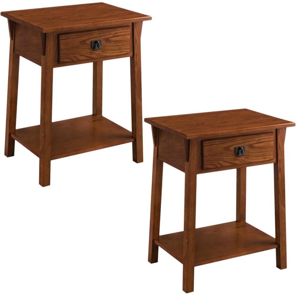 image:imageLeick Home 214411 Mission End Table with Drawer Made with Solid Wood Side Table for Living Room Bedroom and Office 2Pack Russet FinishRusset