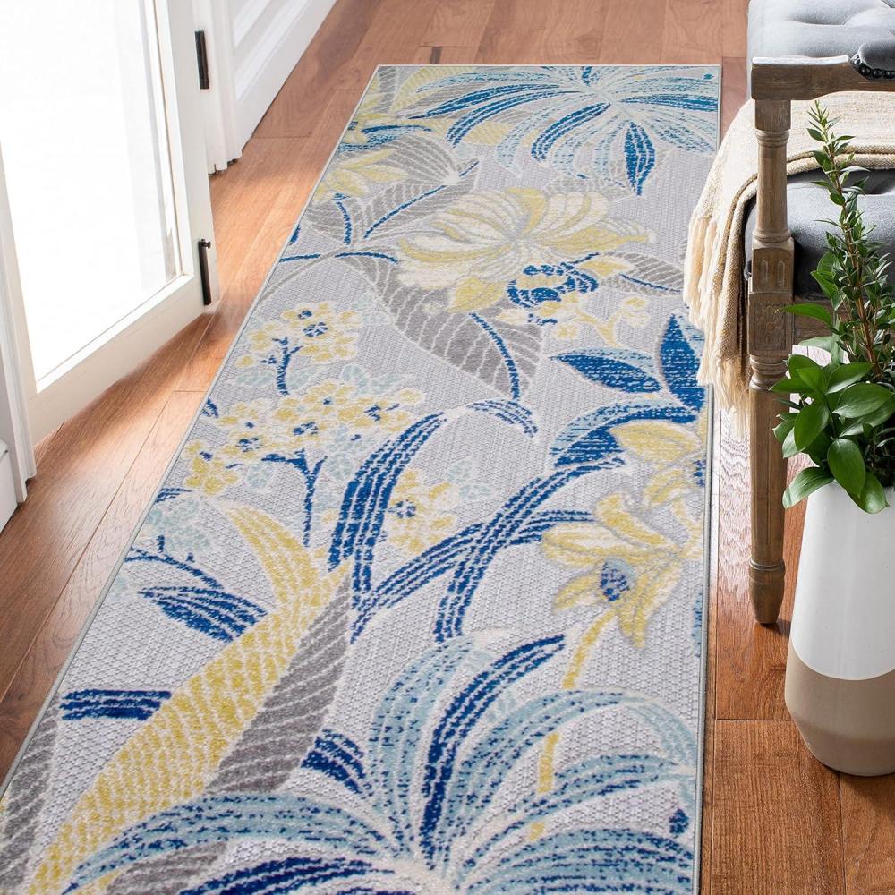 image:imageLeick Home 595231 Song Runner Floral Indoor Outdoor Area Rug Runner 2x8