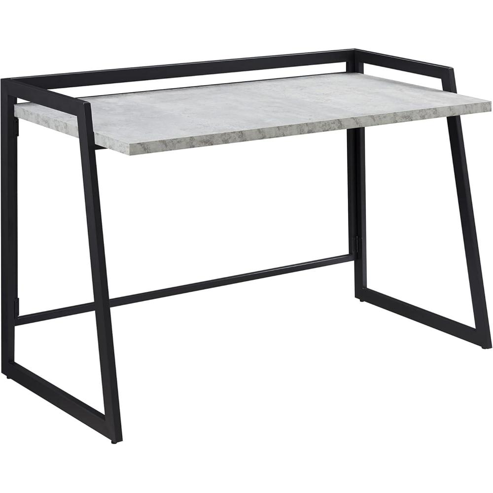 image:imageLeick Home 70004CCGM Mixed Metal and Wood Desk ConcreteGunmetalConcreteGunmetal
