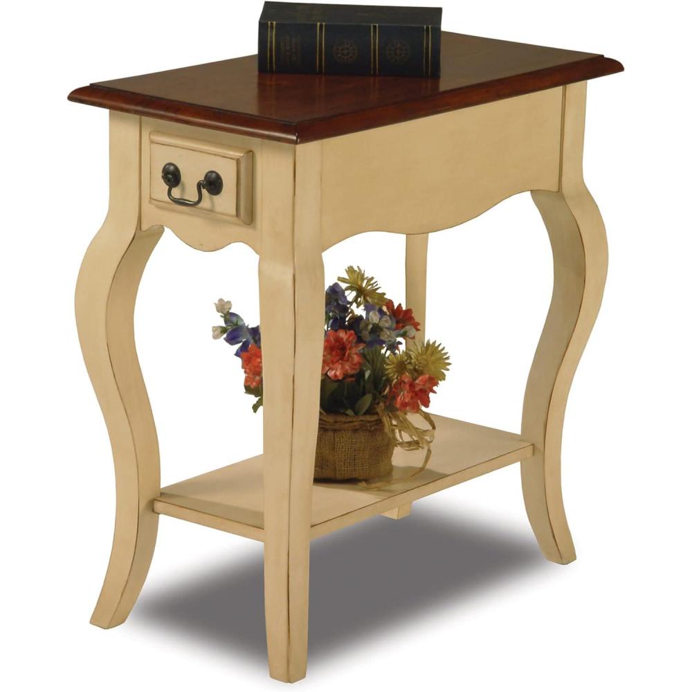 image:imageLeick Home 9018IV French Cabriole Leg One Drawer Side Table with Shelf Ivory