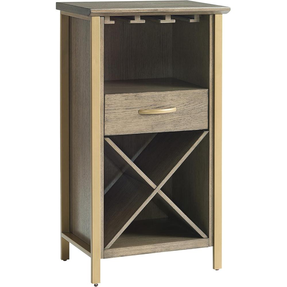 image:imageLeick Home 9061SL Mission Wine Stand with Glass and Bottle Storage Two Drawer for Buffet Dining Room Living Room Kitchen Slate Black FinishDune
