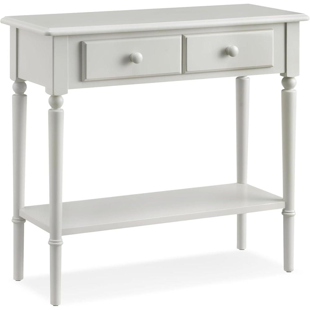 image:imageLeick Home Coastal Console Table Solid Wood 2 Storage Drawers Bottom Display Shelf Narrow Depth EasyAssembly For Living RoomHallway Orchid White 300 in W x 110 in D x 280 in H 2027WTOrchid White