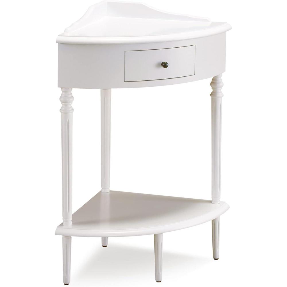 image:imageLeick Home Coastal Console Table Solid Wood 2 Storage Drawers Bottom Display Shelf Narrow Depth EasyAssembly For Living RoomHallway Orchid White 300 in W x 110 in D x 280 in H 2027WTCottage White