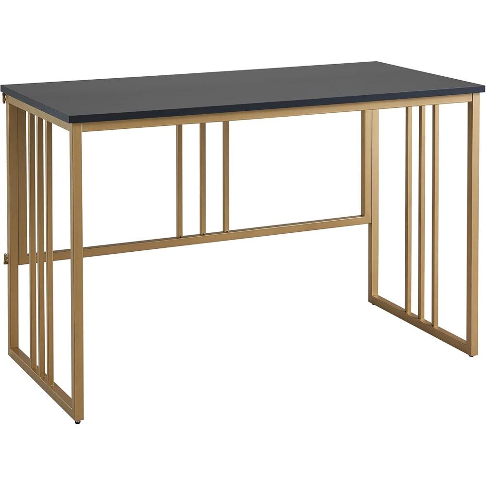 image:imageLeick Home Collapsible Slatted Mission Writing Computer Desk Space Saving for Bedroom Home Office Small Spaces Fully Assembled BlackGold 70001BLKGD