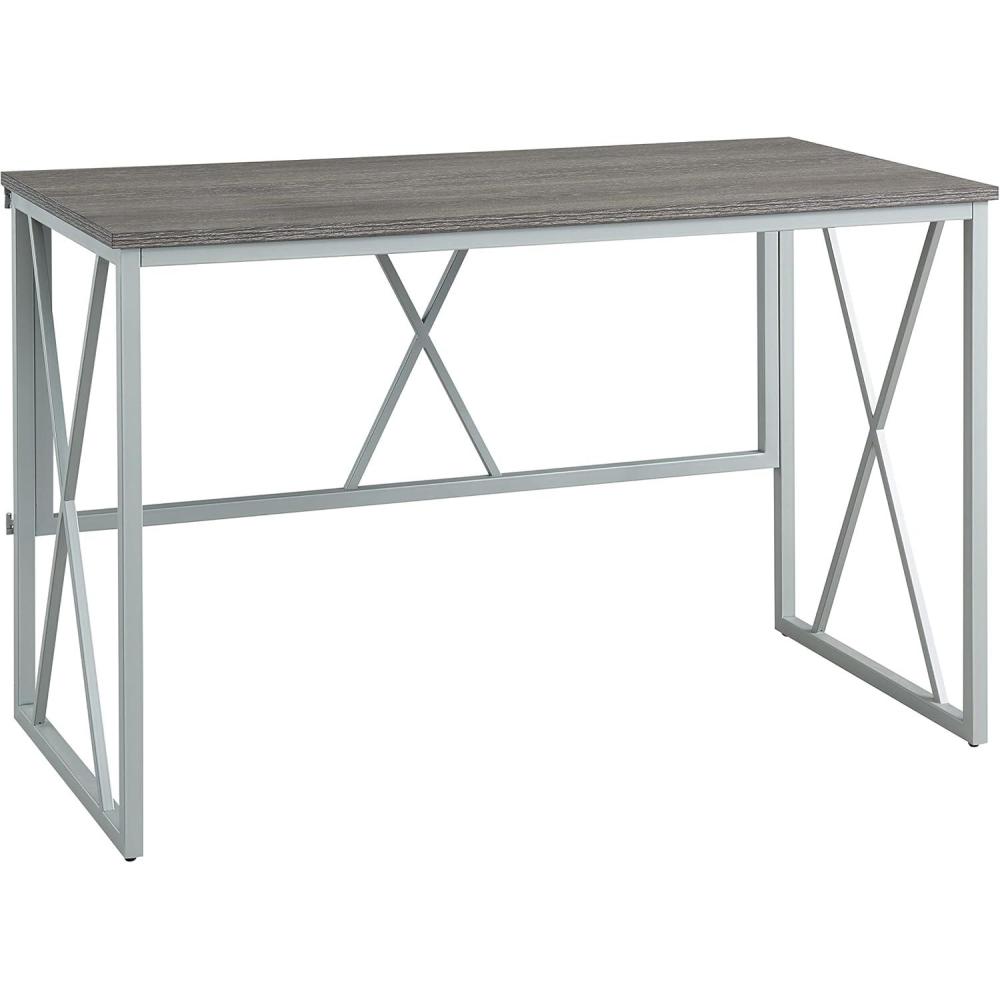 image:imageLeick Home Collapsible X Writing Computer Desk Space Saving for Bedroom Home Office Small Spaces Fully Assembled in Weathered WoodSatin Nickel 70002WWNK