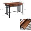 Ironcraft Rustic Writing Computer Desk with Drop Front Keyboard Drawer, Solid Wood Home Office Desk, Mission Oak and Black – Leick Home, 11200(22x 46x 30)