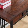 Ironcraft Rustic Writing Computer Desk with Drop Front Keyboard Drawer, Solid Wood Home Office Desk, Mission Oak and Black – Leick Home, 11200(22x 46x 30)