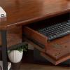 Ironcraft Rustic Writing Computer Desk with Drop Front Keyboard Drawer, Solid Wood Home Office Desk, Mission Oak and Black – Leick Home, 11200(FURNITURE)