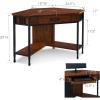 Ironcraft Rustic Writing Computer Desk with Drop Front Keyboard Drawer, Solid Wood Home Office Desk, Mission Oak and Black – Leick Home, 11200(FURNITURE)
