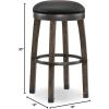 Leick Graystone Wood Cask Stave Bar Stool w/Black Faux Leather Seat, Set of 2, Height