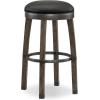 Leick Graystone Wood Cask Stave Bar Stool w/Black Faux Leather Seat, Set of 2, Height