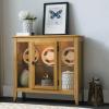 Leick Home 10000-GR Entryway One Door Curio Cabinet with Interior Light, Distressed Gray Wash(Desert Sands/Black)