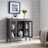 Leick Home 10000-GR Entryway One Door Curio Cabinet with Interior Light, Distressed Gray Wash(Distressed Gray Wash)
