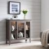 Leick Home 10000-GR Entryway One Door Curio Cabinet with Interior Light, Distressed Gray Wash(Distressed Gray Wash)