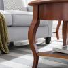 Leick Home 10034-BR One Drawer Round Coffee Table with Shelf, Brown Cherry