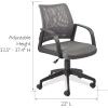 Leick Home 10066GR Adjustable Height Mesh Back Office Desk Chair, Gray