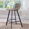 Leick Home 10136BL/GR Upholstered Steel Base Microfiber Counter Stool, Set of 2, for Kitchen Counters and Islands, Dapple Gray and Matte Black
